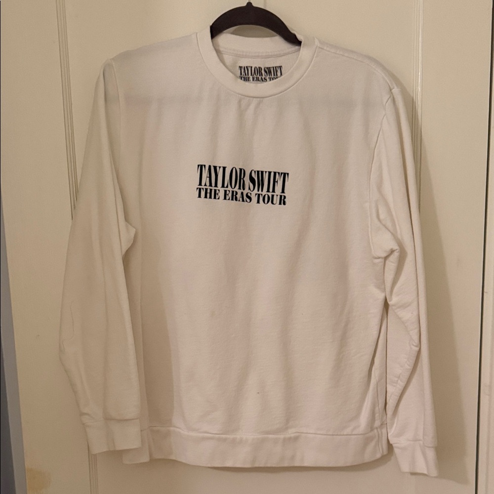 Taylor Swift White Crewneck Sweatshirt with Black Eras Tour Logo